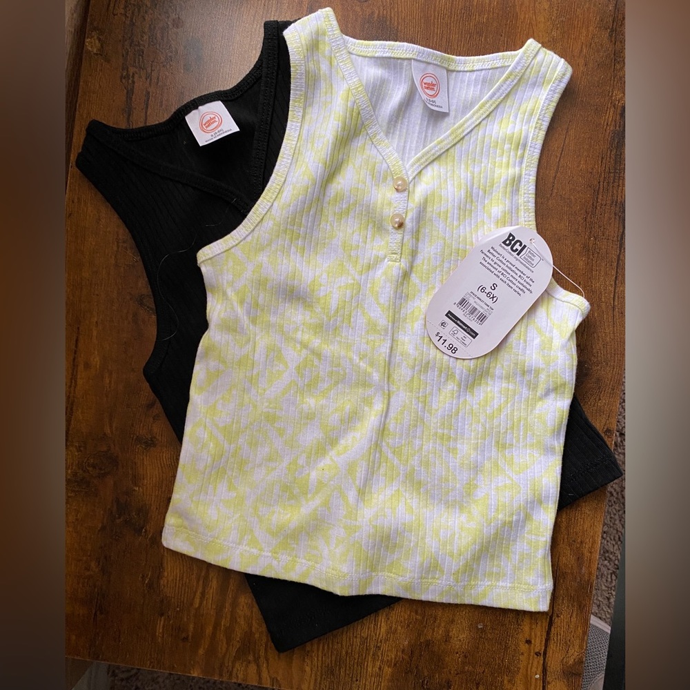 2 PACK Wonder Nation Girls Henley Tank Top Multicolor Size Medium (6 / 6X) NWT